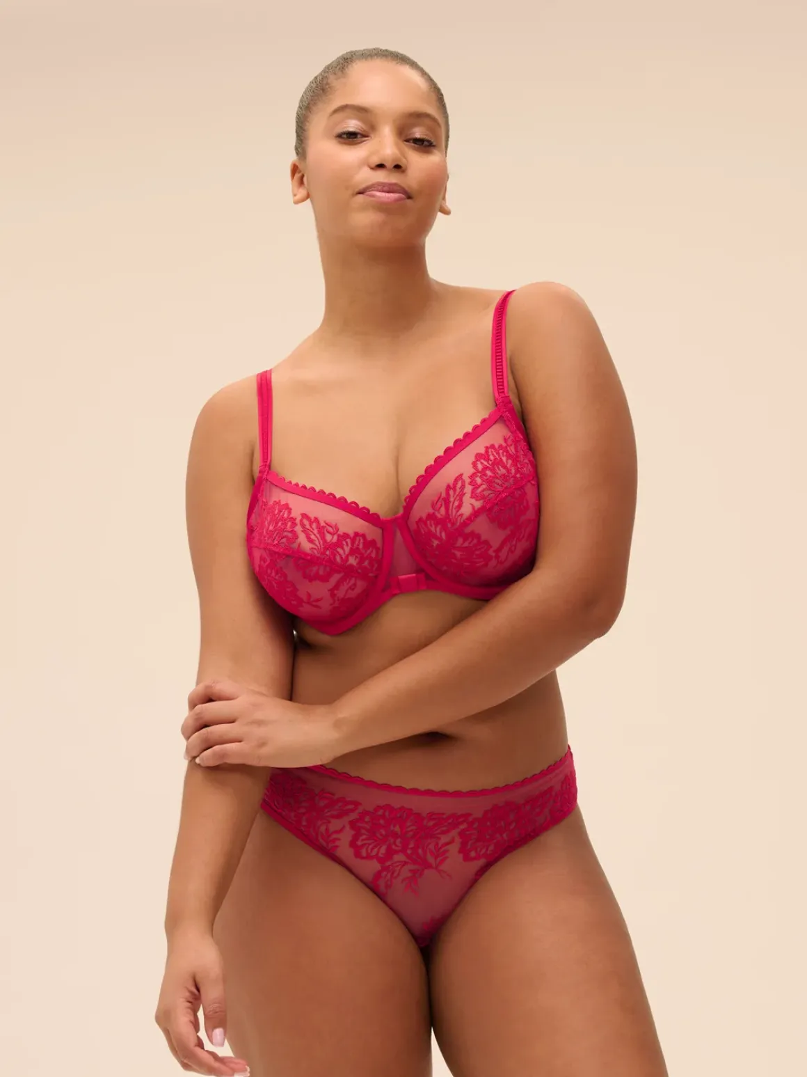 Soutien-gorge avec armatures décolleté carré - Cranberry