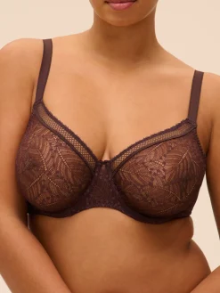 Soutien-gorge avec armatures moulé décolleté plongeant - Brun Foncé