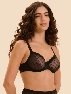 Soutien-gorge avec armatures moulé décolleté plongeant - Noir
