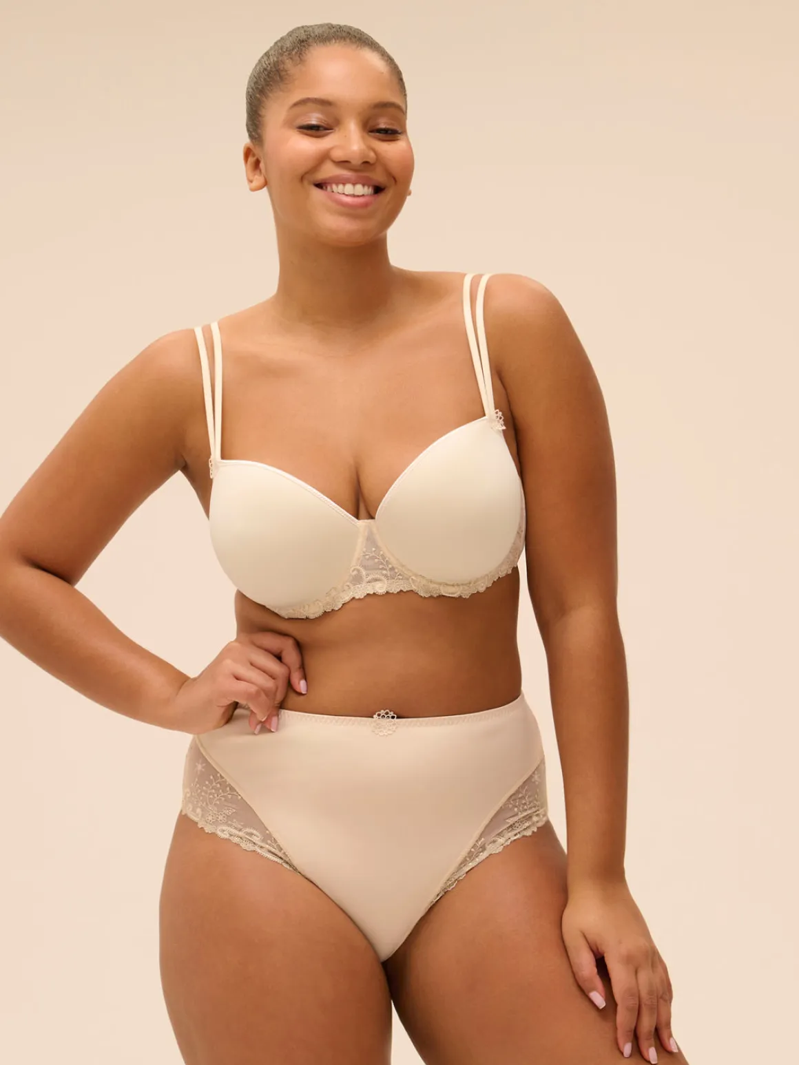 Soutien-gorge décolleté carré en spacer 3D - Beige Topaze