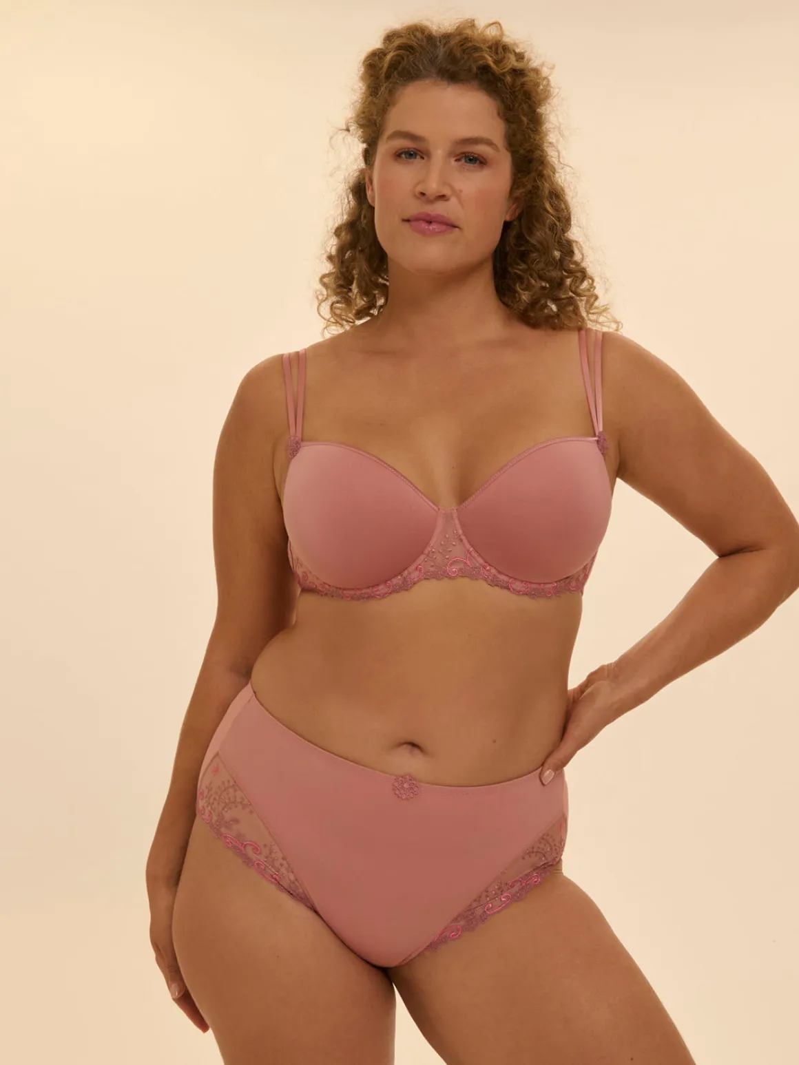 Soutien-gorge décolleté carré en spacer 3D - Rose Fumé