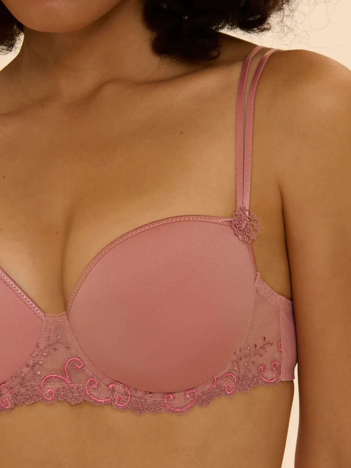 Soutien-gorge décolleté carré en spacer 3D - Rose Fumé