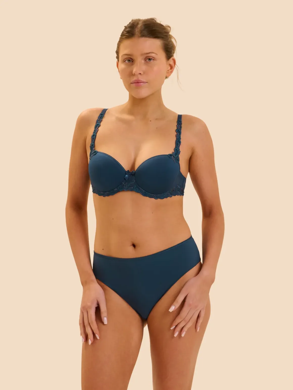 Soutien-gorge décolleté carré en spacer 3D - Bleu pétrole