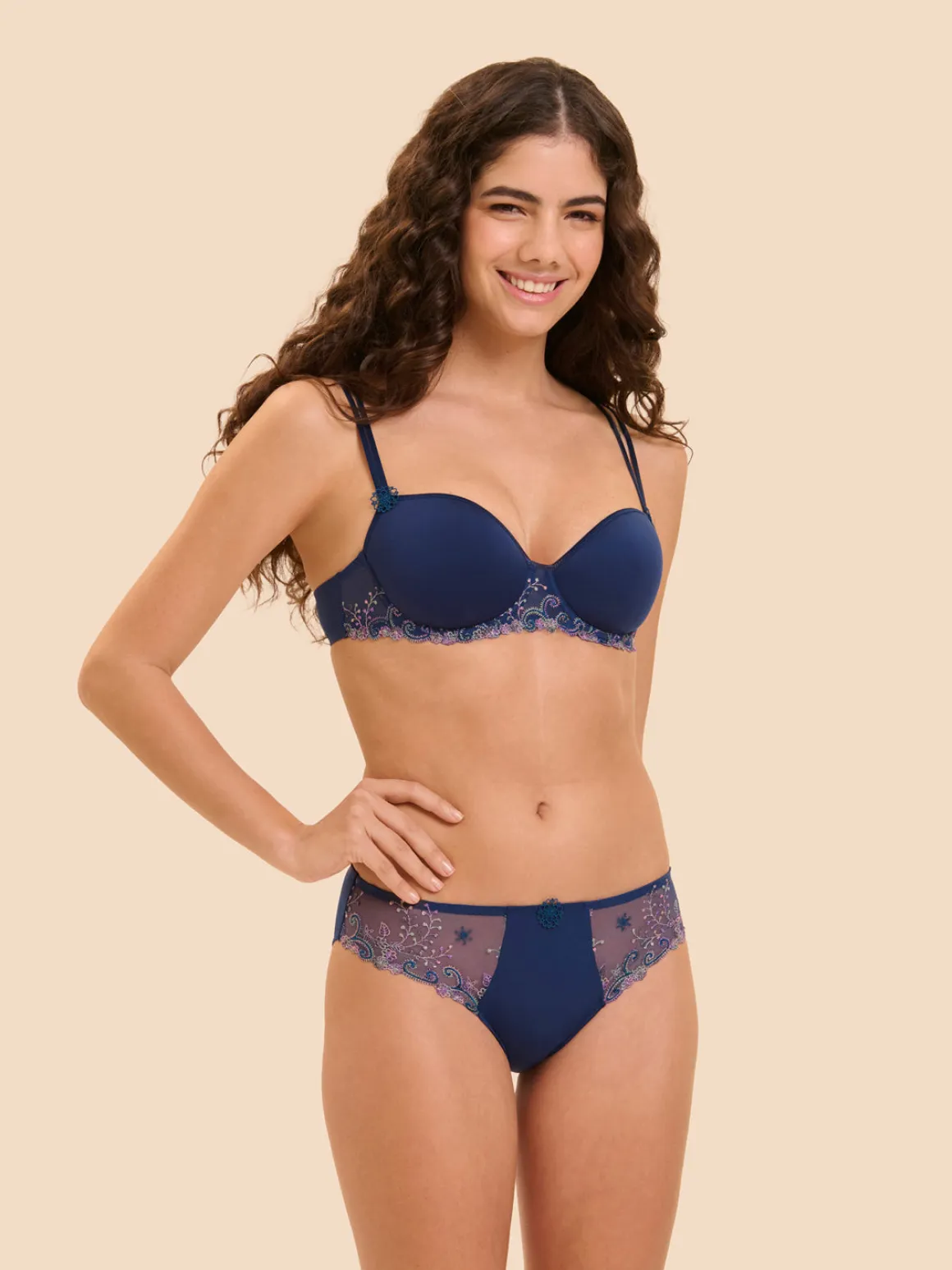 Soutien-gorge décolleté carré en spacer 3D - Bleu Rainbow