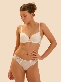 Soutien-gorge emboitant décolleté plongeant - Naturel