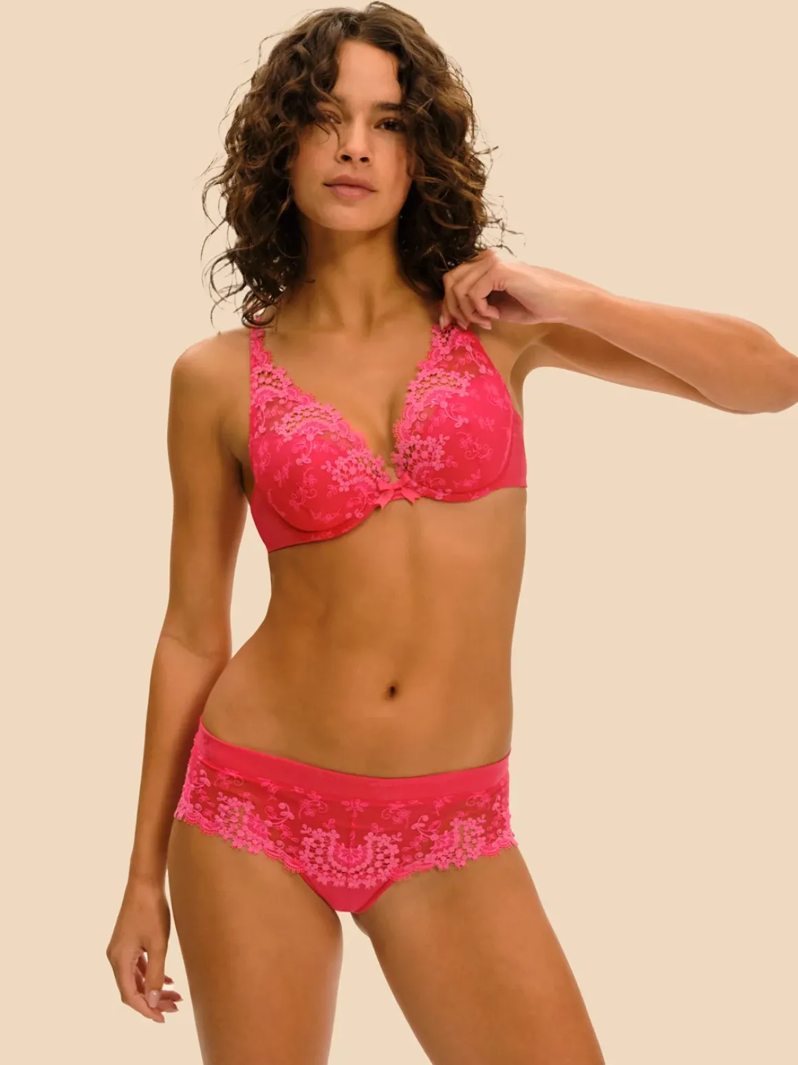 Soutien-gorge push-up décolleté plongeant - Rose Fabuleux