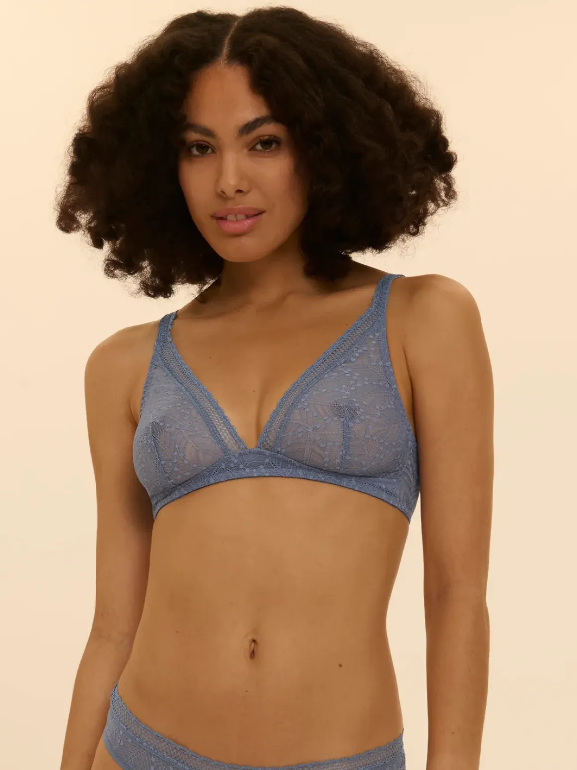 Soutien-gorge sans-armatures structuré - Bleu Chambray