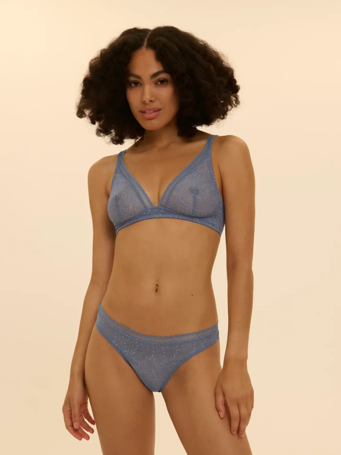 Soutien-gorge sans-armatures structuré - Bleu Chambray