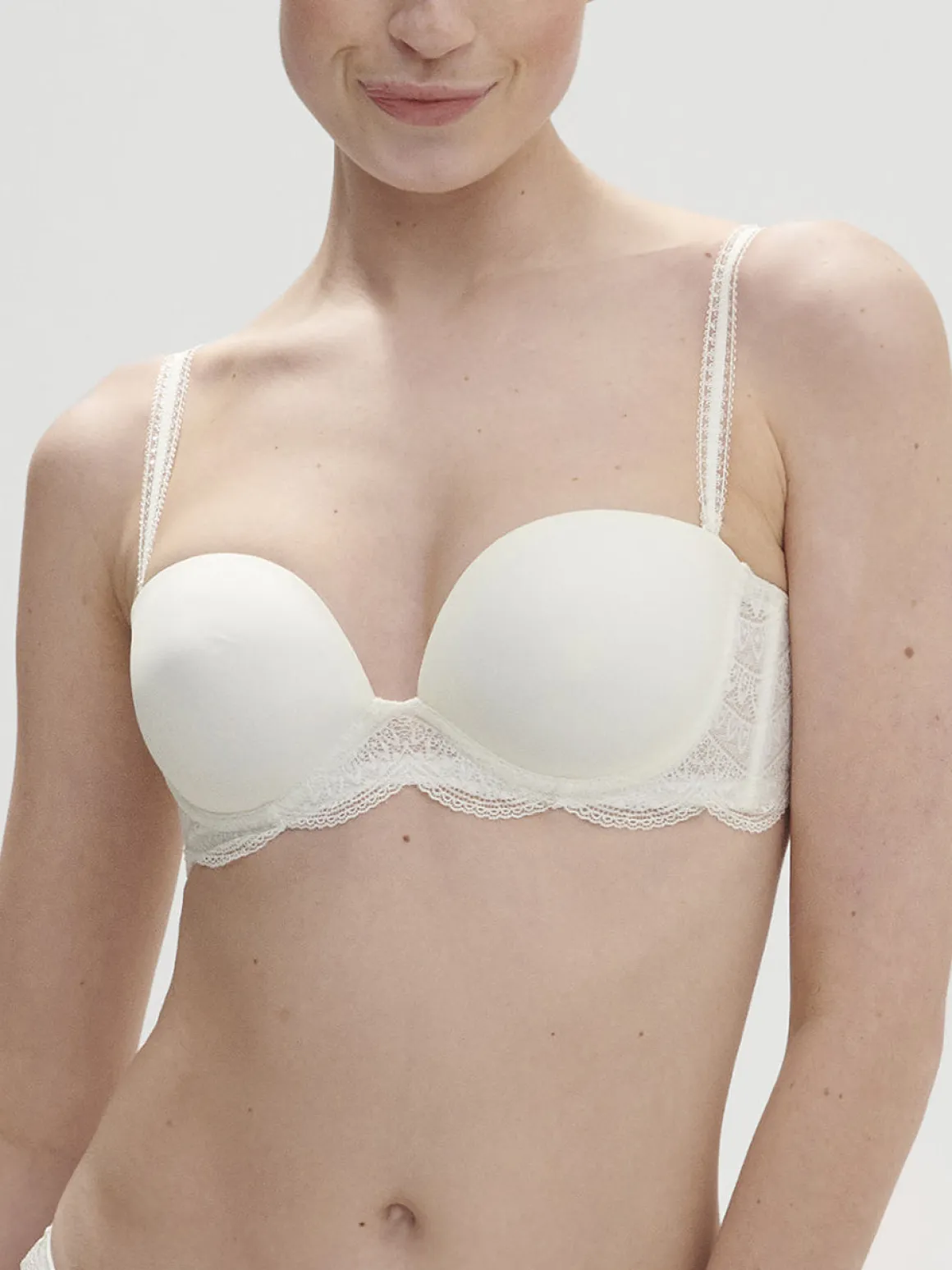 Soutien-gorge sans-bretelles décolleté plongeant - Naturel