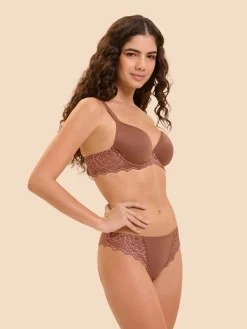 Soutien-gorge spacer décolleté plongeant - Brun coco