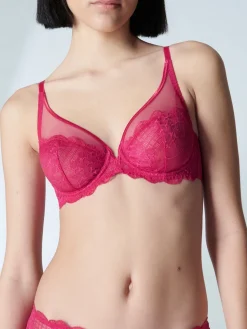 Soutien-gorge triangle emboitant décolleté plongeant - Cranberry