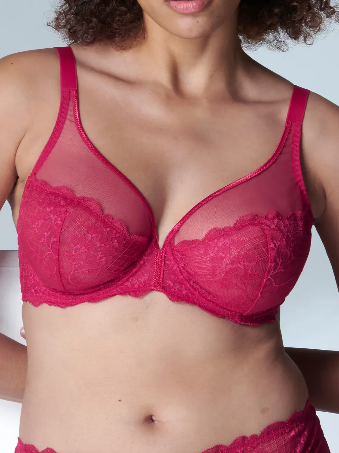 Soutien-gorge triangle emboitant décolleté plongeant - Cranberry