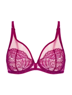Soutien-gorge triangle emboitant décolleté plongeant - Framboise