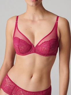 Soutien-gorge triangle emboitant décolleté plongeant - Framboise