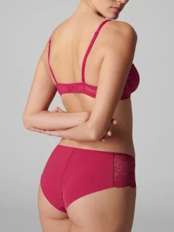 Soutien-gorge triangle emboitant décolleté plongeant - Framboise