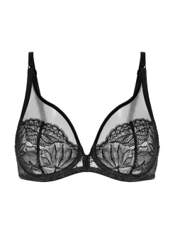 Soutien-gorge triangle emboitant décolleté plongeant - Noir