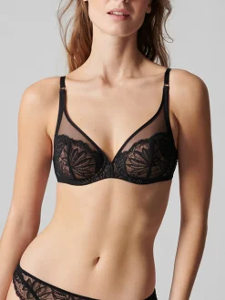Soutien-gorge triangle emboitant décolleté plongeant - Noir