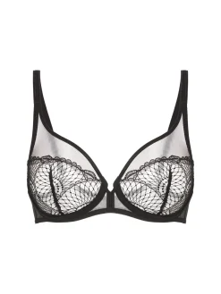 Soutien-gorge triangle emboitant décolleté plongeant - Noir