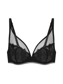 Soutien-gorge triangle emboitant décolleté plongeant - Noir