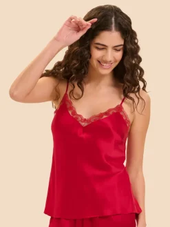 Top broderie - Rouge Opéra