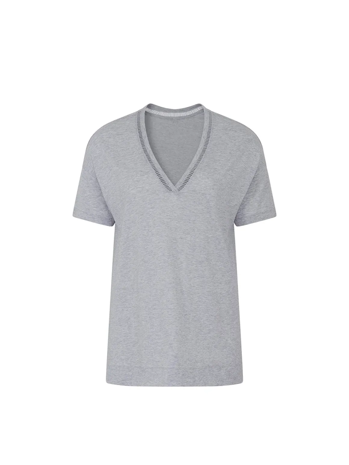 Top manches longues décolleté brodé - Gris minéral